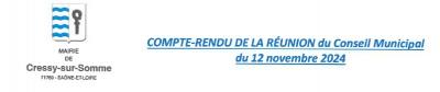 Entête compte rendu du conseil municipal du 12 novembre 2024